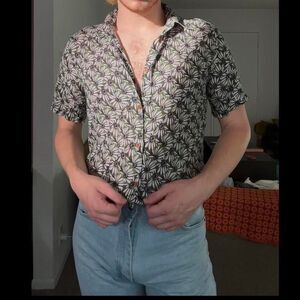 Zara Men's Green and White Shirt